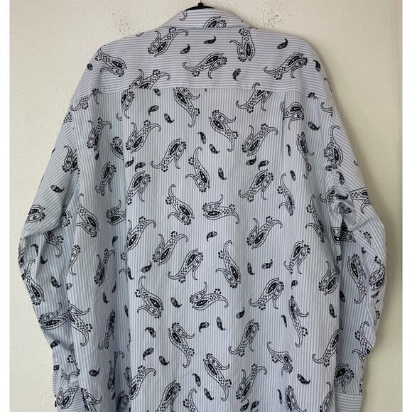 Visconti Black Shirt 2XLT Long Sleeve Button Down Light Blue Floral - Picture 6 of 10